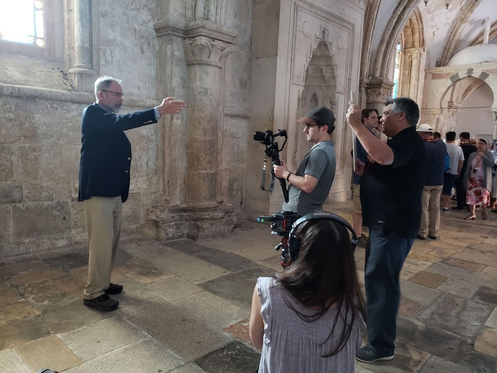 Rick and Melanie Rotondi filming for Messiah in the Upper Room, Jerusalem